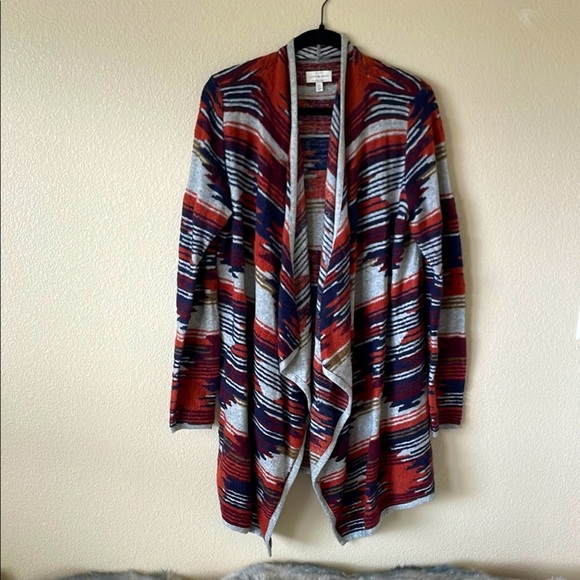 Lucky Brand Aztec Drape Cardigan Sweater Women’s L Boho Southwestern Western - Picture 1 of 13